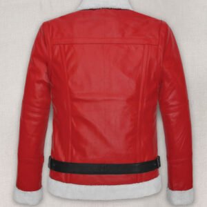 Red Santa Faux Fur Shearling Red Leather Jacket