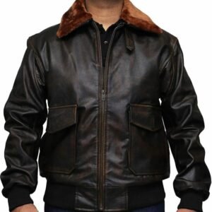 US Army Bomber Brown Leather Jacket
