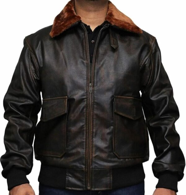 US Army Bomber Brown Leather Jacket