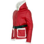Red Santa Faux Fur Shearling Leather Jacket