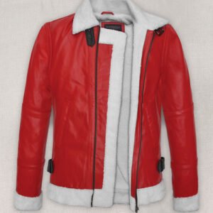 Inspired By Santa Faux Fur Searling Red Leather Jacket