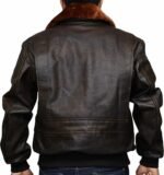 Military Style Brown Bomber Real Leather Jacket