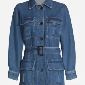 Athena grant tv series 911 belted blue denim coat