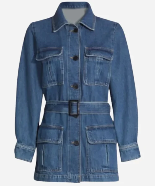 Athena grant tv series 911 belted blue denim coat