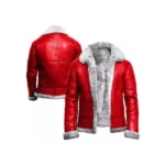 Shearling Faux Fur A2 Red Real Leather Jacket