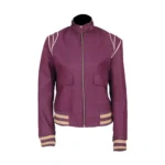Alison Brie Purple Real Leather Jacket