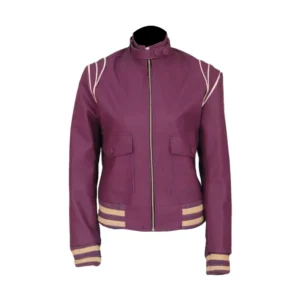 Alison Brie Purple Real Leather Jacket
