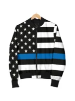 Unisex American Flag Black Bomber Jacket