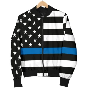 Unisex American Flag Black Bomber Jacket