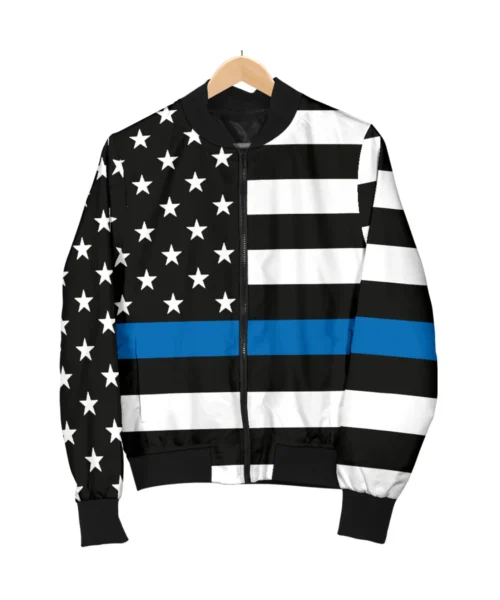 Unisex American Flag Black Bomber Jacket