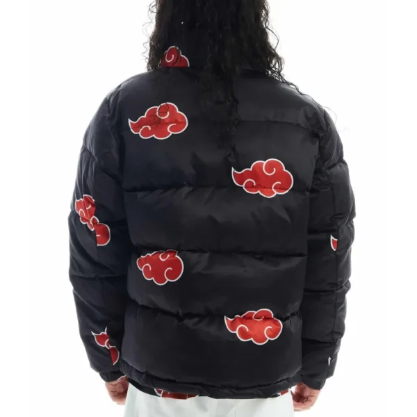 Unisex Naruto Akatsuki Parachute Black Puffer Jacket