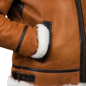 Unsiex Brown Shearling Faux Fur Leather Jacket