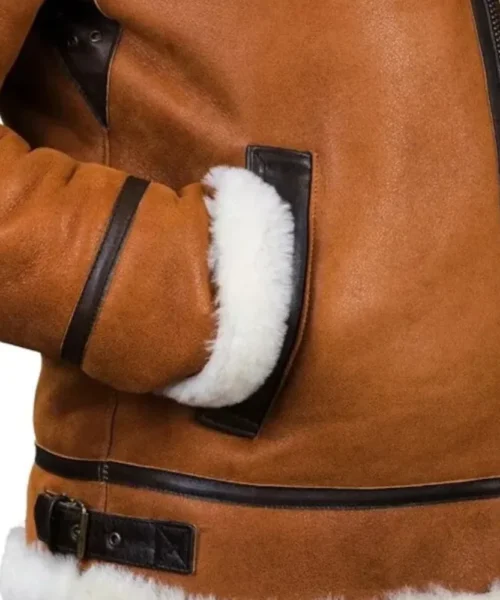 Unsiex Brown Shearling Faux Fur Leather Jacket