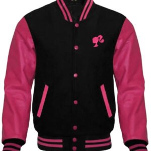 Black & Pink Barbie Varsity Jacket For Women