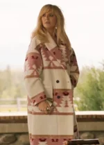 Kelly Reilly Tv Series Yellowstone Printed Pink Coat