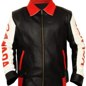 Canadian Flag Real Leather Bomber Jacket