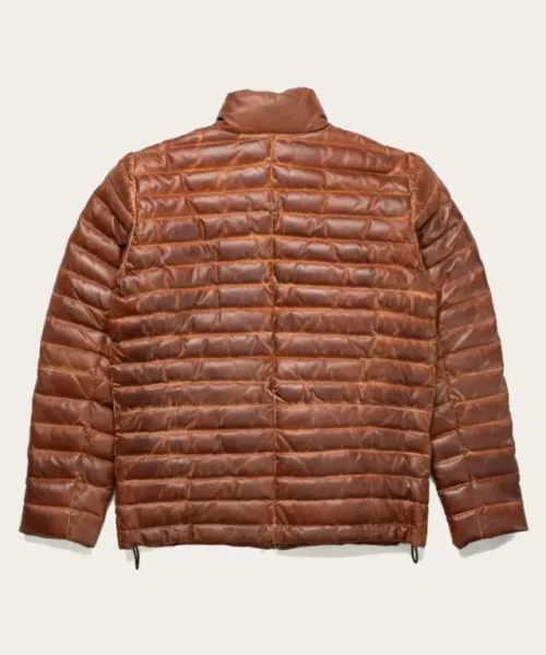 Bridge Brown Real Leather Puffer Jacket