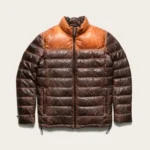 Bridge Tan & Brown Unisex Real Leather Puffer Jacket