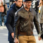 Footballer David Beckham Dark Brown Leather Jacket