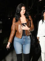 Kylie Jenner Biker Brown Leather Jacket