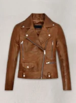 Celebrity Kylie Jenner Real Brown Leather Jacket