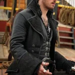 Captain Hook Real Black Leather Trench Coat