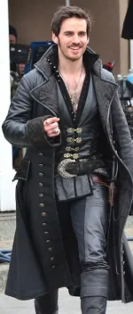Captain Hook Tv Series Once Upon A Time Black Leather Trench Coat