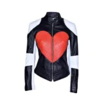 Beat Shazam Heart Black And White Leather Jacket