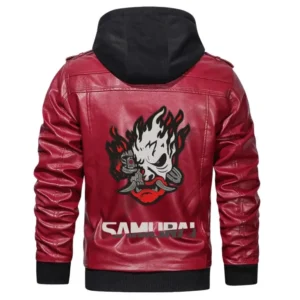 Unisex Red hooded Real Leather Jacket