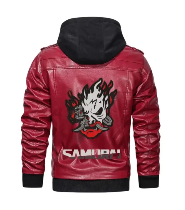 Unisex Red hooded Real Leather Jacket