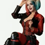 Harley Quinn Injustice Red And Black Cropped Leather Jacket