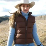 Amber Marshall TV Series Heartland Puffer Brown Jacket