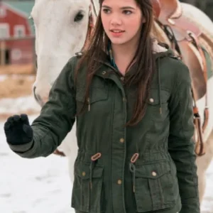 Tv Series Heartland Alisha Newton Green Hooded Jacket