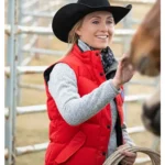 Amber Marshall TV Series Heartland Red Puffer Vest