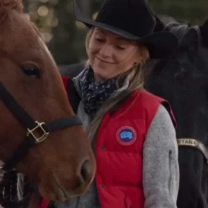 Amy Fleming TV Series Heartland Red Puffer Vest