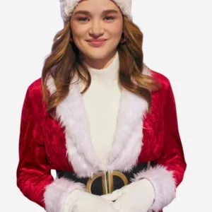 Santa inspired women shearling red velvet jacket