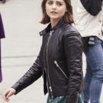 Tv series doctor who Jenna Coleman biker black leather jacket