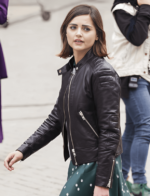 Tv series doctor who Jenna Coleman biker black leather jacket