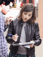 Jenna coleman tv series doctor who black biker leather jacket