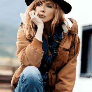 Kelly Reilly Tv Series Yellowstone Brown Hooded Jacket