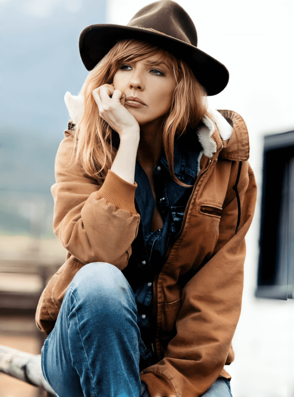Kelly Reilly Tv Series Yellowstone Brown Hooded Jacket
