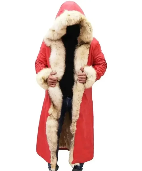 Kurt Russell Santa Claus Shearling Leather Trench Coat