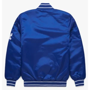 LA Dodgers Patches Satin Blue Bomber Jacket