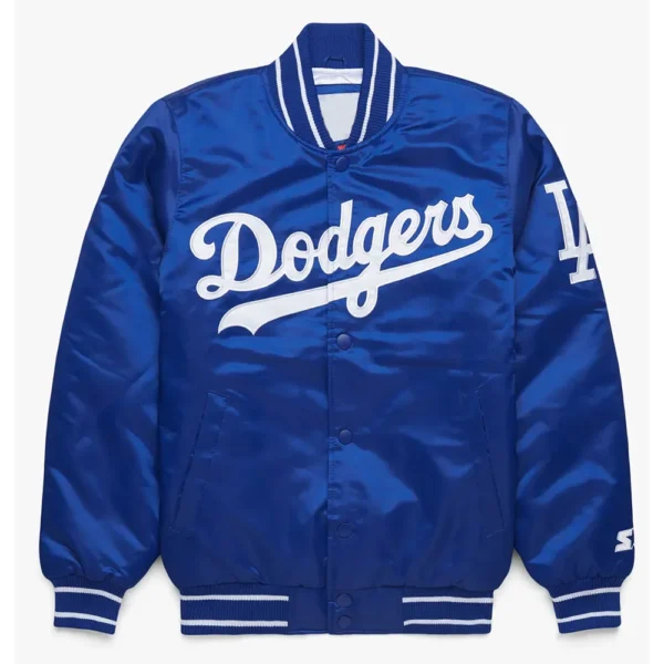 Unisex LA Dodgers Blue Satin Varsity Jacket