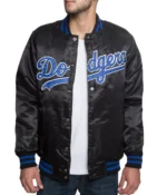 Throwback 90's Dodgers Black Varsity Jacket