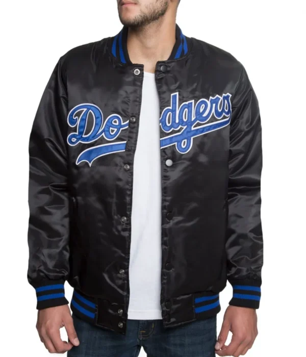 Throwback 90's Dodgers Black Varsity Jacket