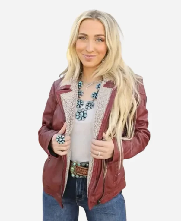 Mauritius Jenja Sherpa Brown Real Leather Jacket