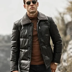 Memphis Black Puffer Leather Jacket