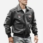 Mens Bomber Black Leather Jacket