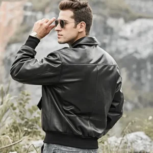Air Force Black Bomeber Leather Jacket